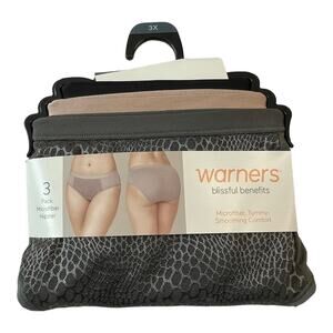 Warners Womens Size 3X Hispter Blissful Benefits Tummy Smoothing Panties Panty